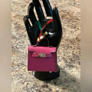 Mini Handbag Charm Or Ear Pods Faux Leather Rose Color NWOT